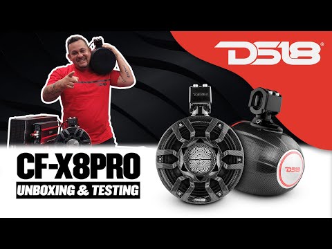 DS18 HYDRO 8" Marine Tower Speakers w/RGB LED Lights & Pro Audio Loudspeakers - Carbon Fiber