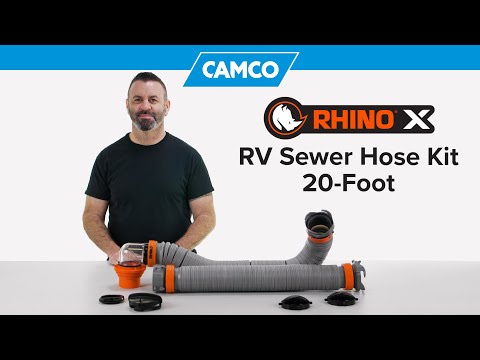 Camco Rhino X RV 20' Sewer Hose Kit - Pre-Attached 360-Degree Swivel Fittings
