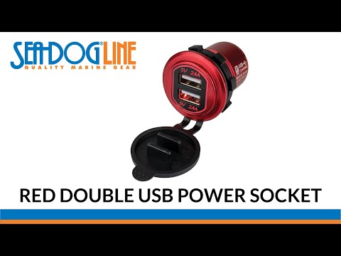 Sea-Dog Round Red Dual USB Charger w/1 Quick Charge Port +